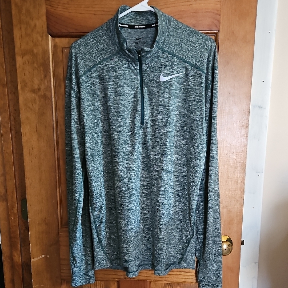 Nike Men's Heathered Green Quarter-Zip Jacket
